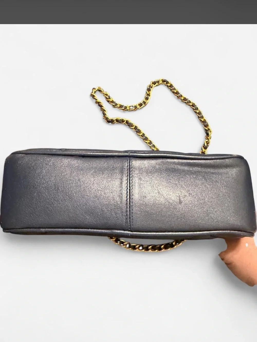 Quilted Leather Crossbody Bag with Gold Chain